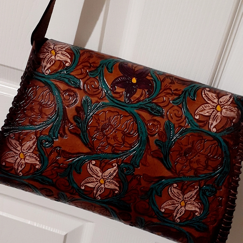 Floral Embossed Leather Bag